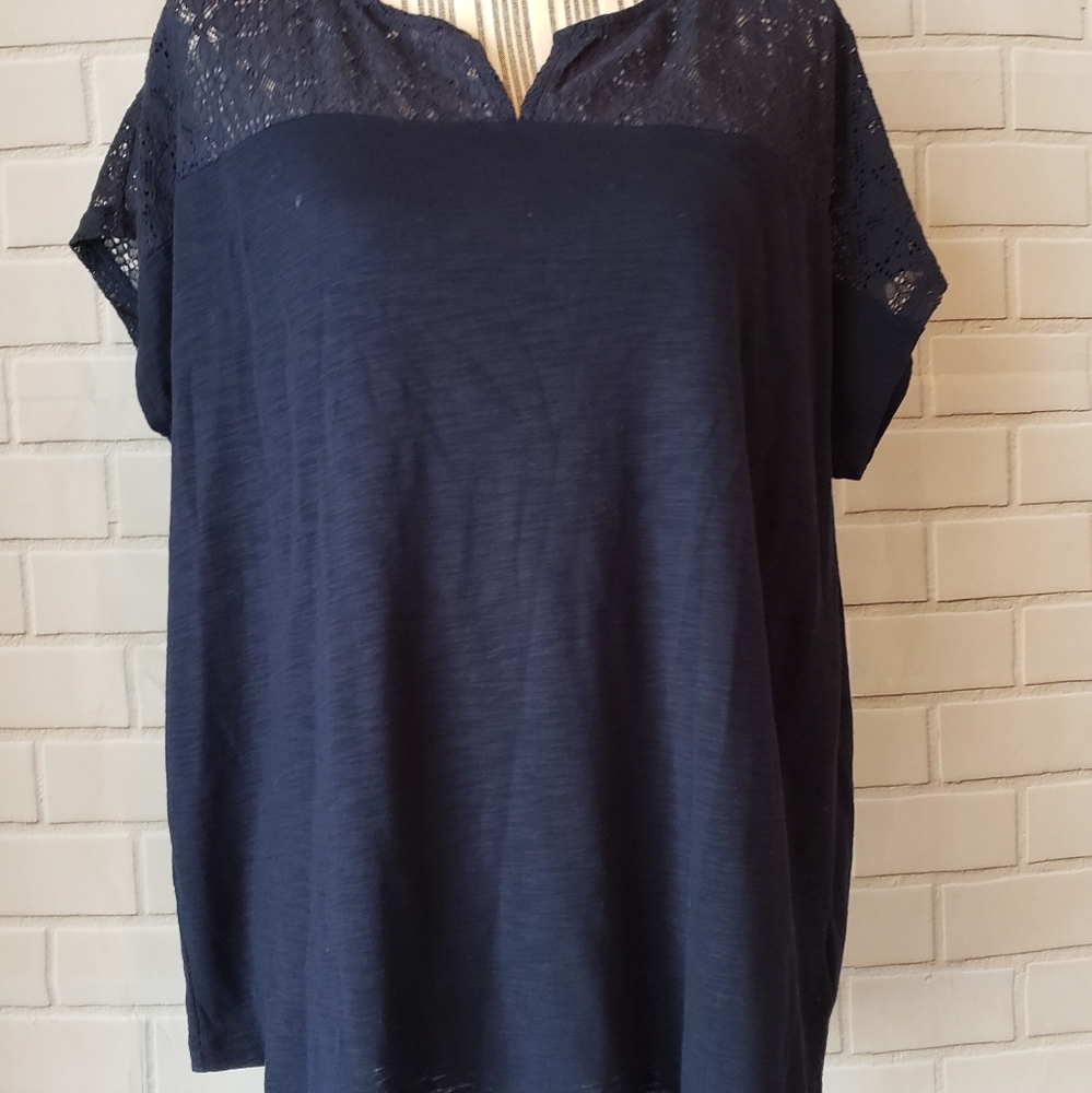 Chaps plus size top with lace detailing NWT